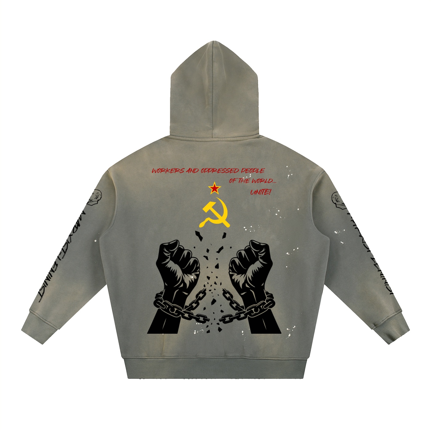 Vintage Washed Frayed Fleece Hoodie - Image 4