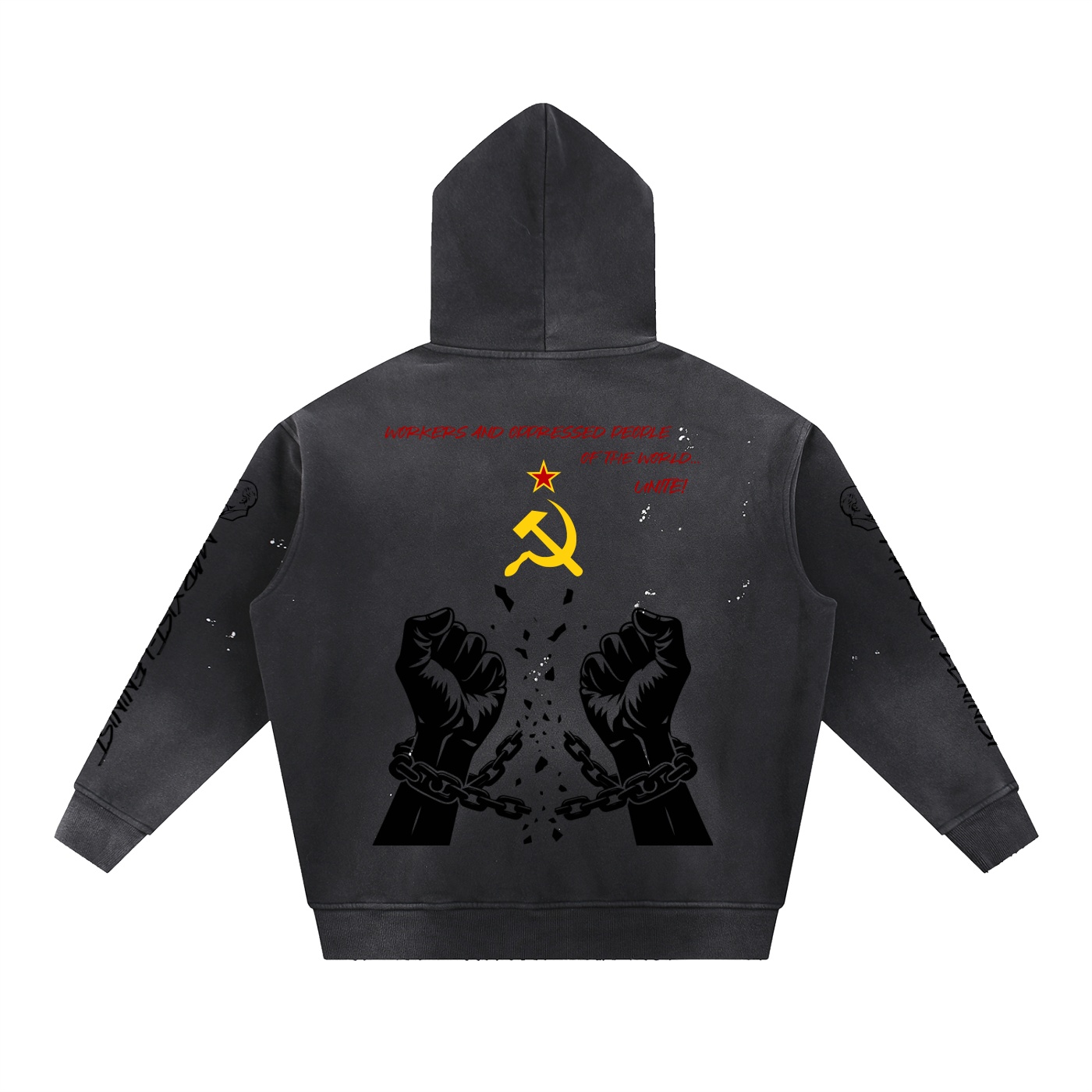 Vintage Washed Frayed Fleece Hoodie - Image 2