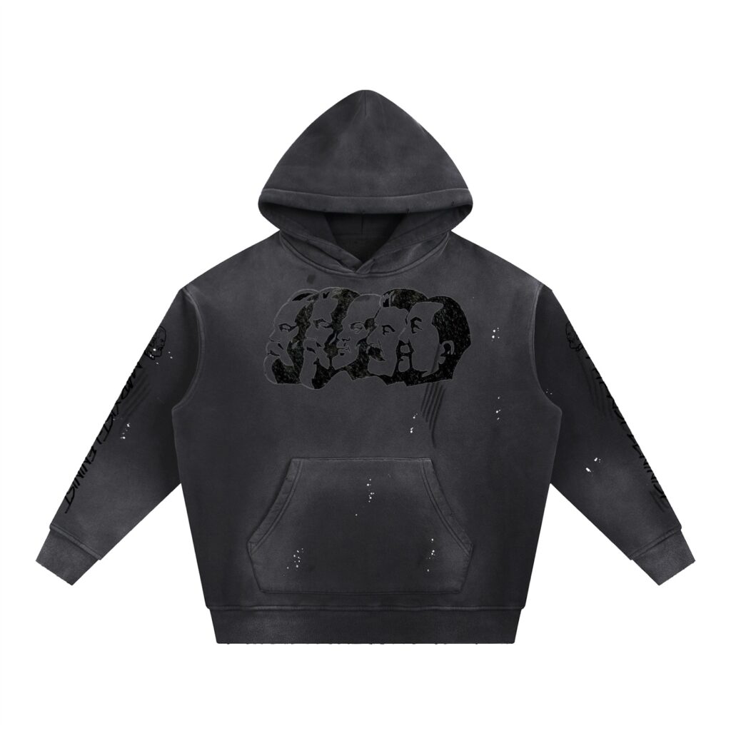 Vintage Washed Frayed Fleece Hoodie