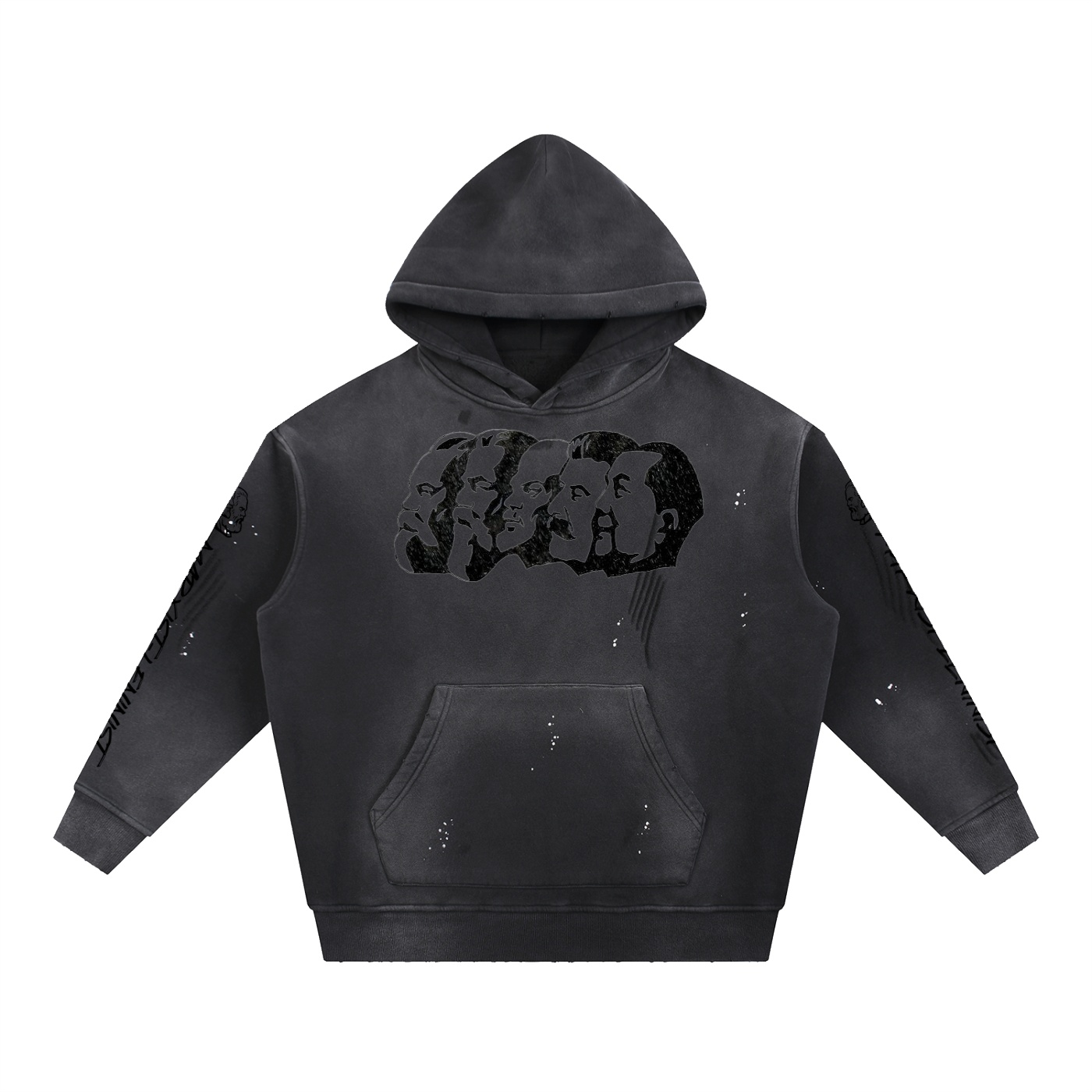 Vintage Washed Frayed Fleece Hoodie